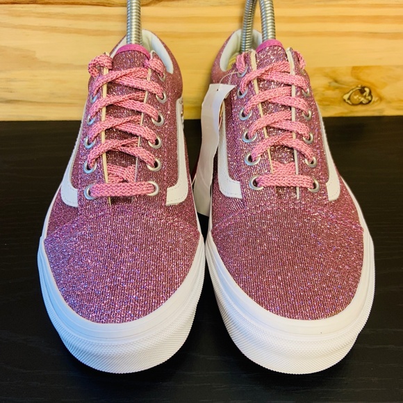 New Vans Old Skool Women's Pink Glitter Sneakers - Picture 5 of 8